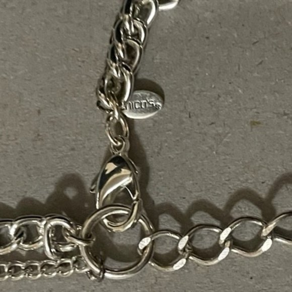 Chico's Brushed Gold and Silver Tone Double Chain Statement Collar 16" Necklace - Picture 4 of 9